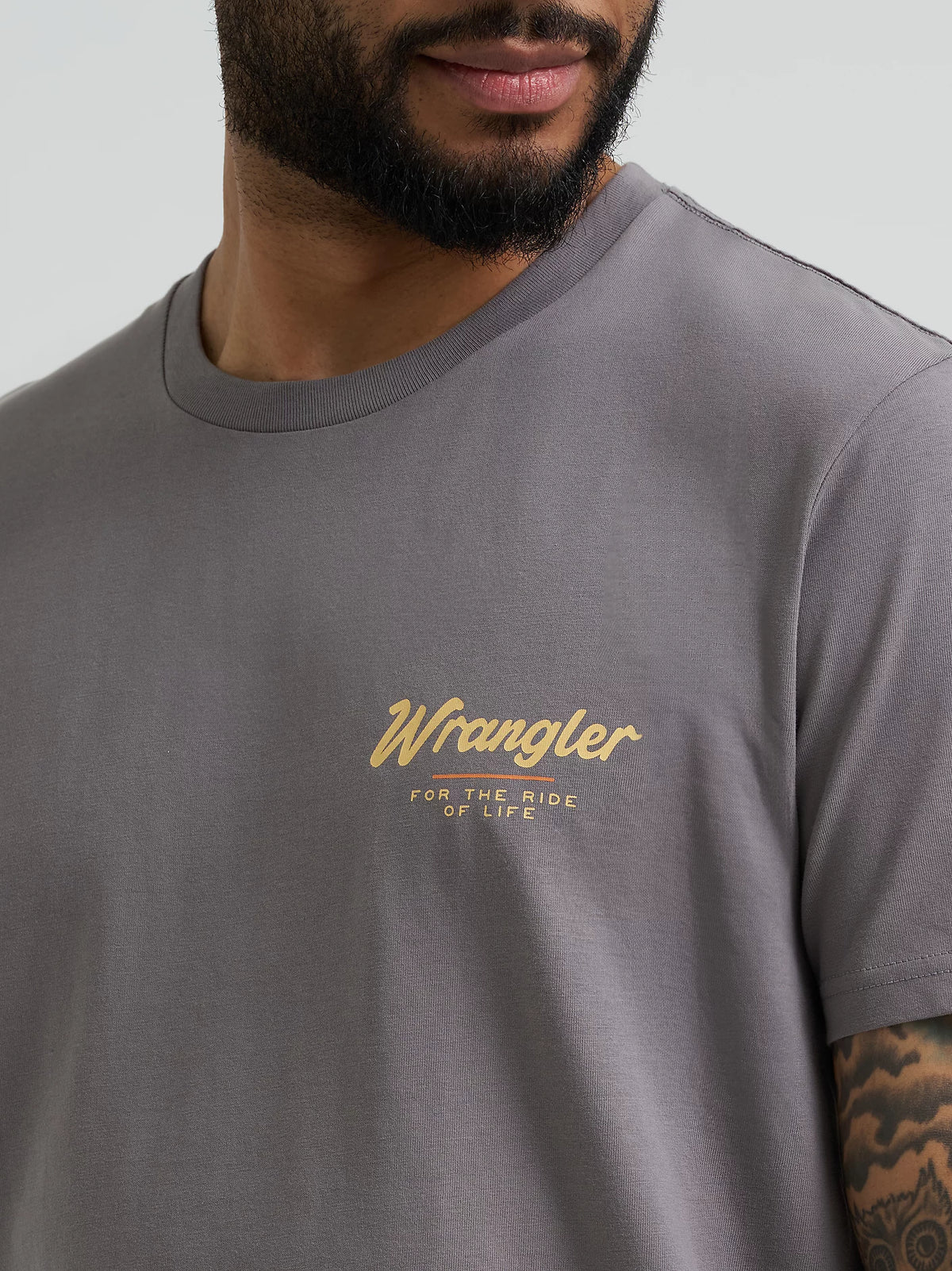 Wrangler Men's S/S Bucking Cowboy Back Graphic T-Shirt in Quiet Shade