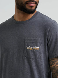 Wrangler Men's S/S Back Graphic Pocket T-Shirt in Charcoal