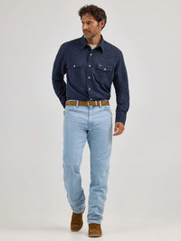 Wrangler Men's L/S Vintage Inspired Western Snap Work Shirt in Midnight