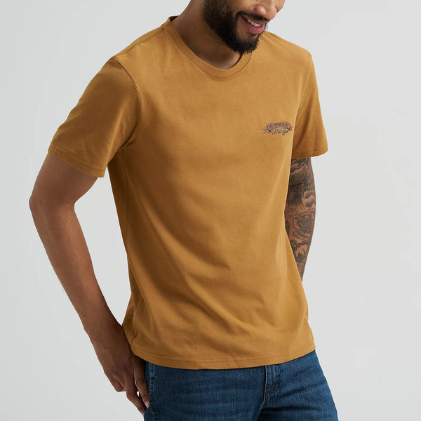 Wrangler Men's S/S Bucking Cowboy Back Graphic T-Shirt in Tobacco Brown