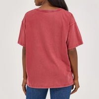Wrangler Retro Women's Acid Wash Oversized Graphic Tee in Chili Oil