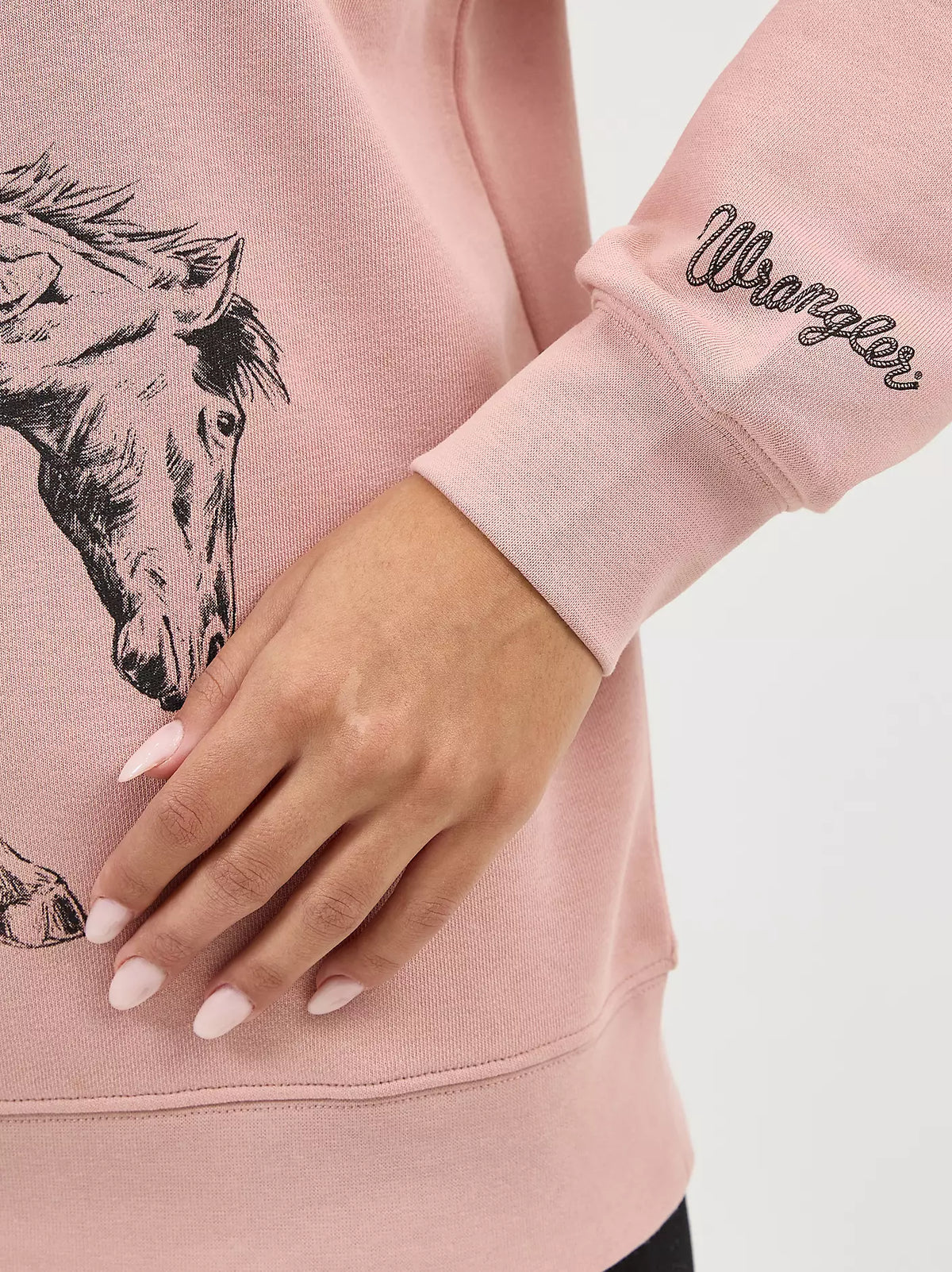 Wrangler Women's Bucking Bronco Crew Sweatshirt in Misty Rose