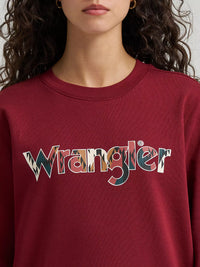Wrangler Women's Graphic Crew Sweatshirt in Cabernet