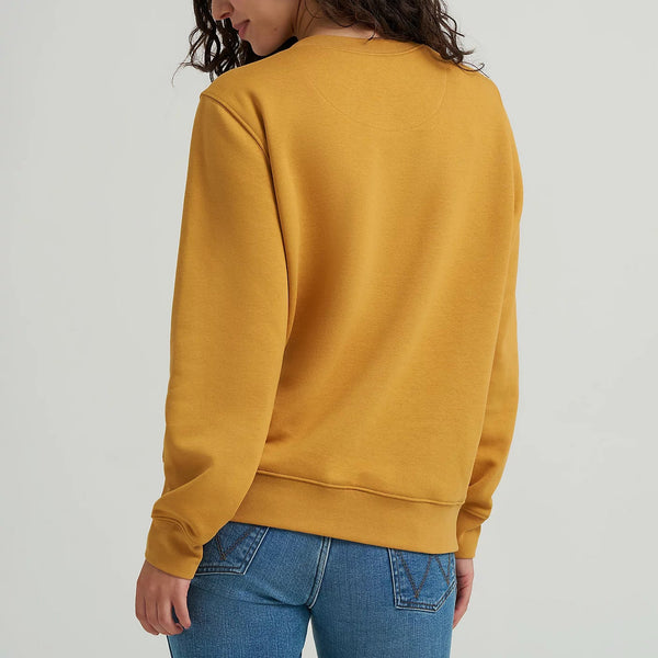 Wrangler Women's Desert Bucking Bronco Crew Sweatshirt in Spruce Yellow