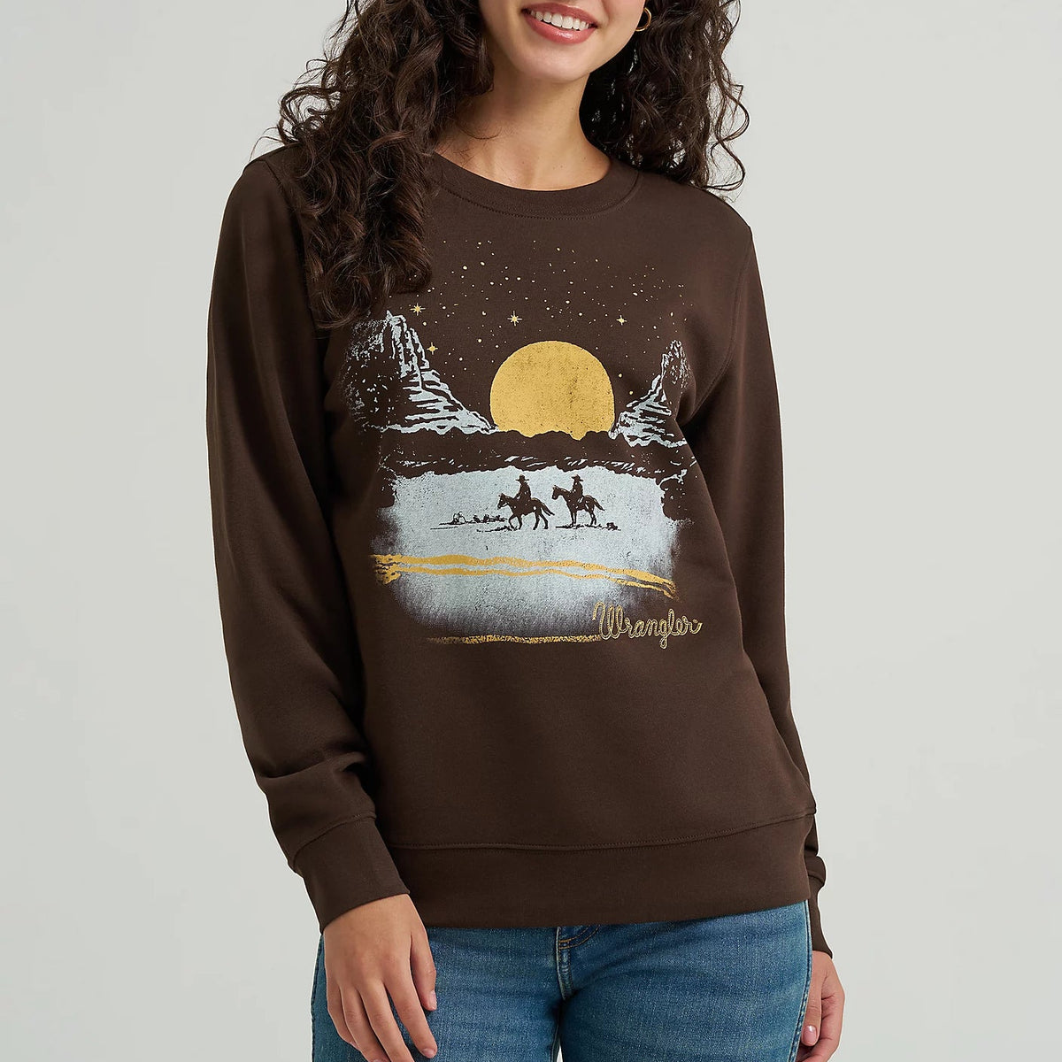 Wrangler Women's Desert Crew Sweatshirt in Brown