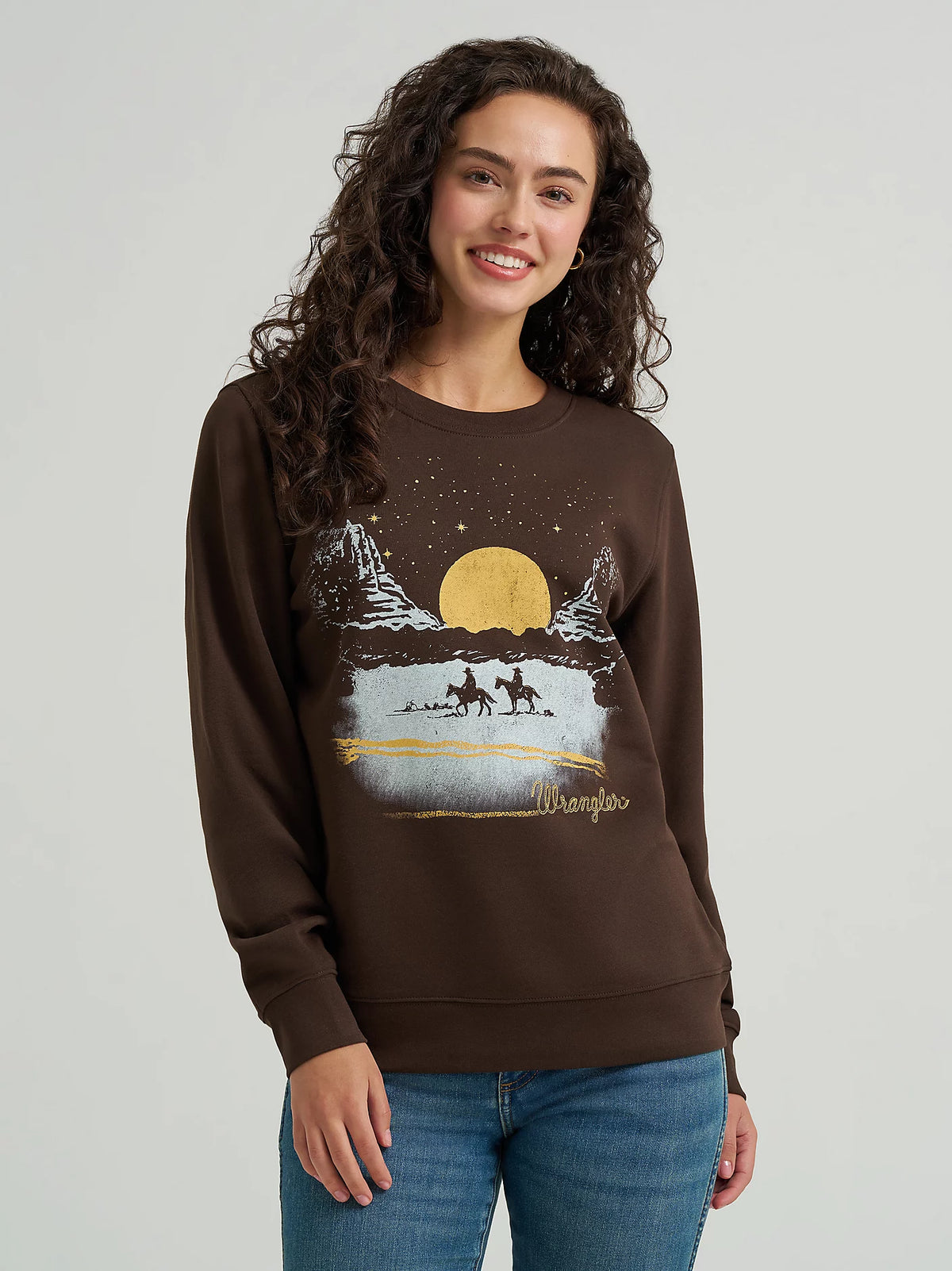 Wrangler Women's Desert Crew Sweatshirt in Brown