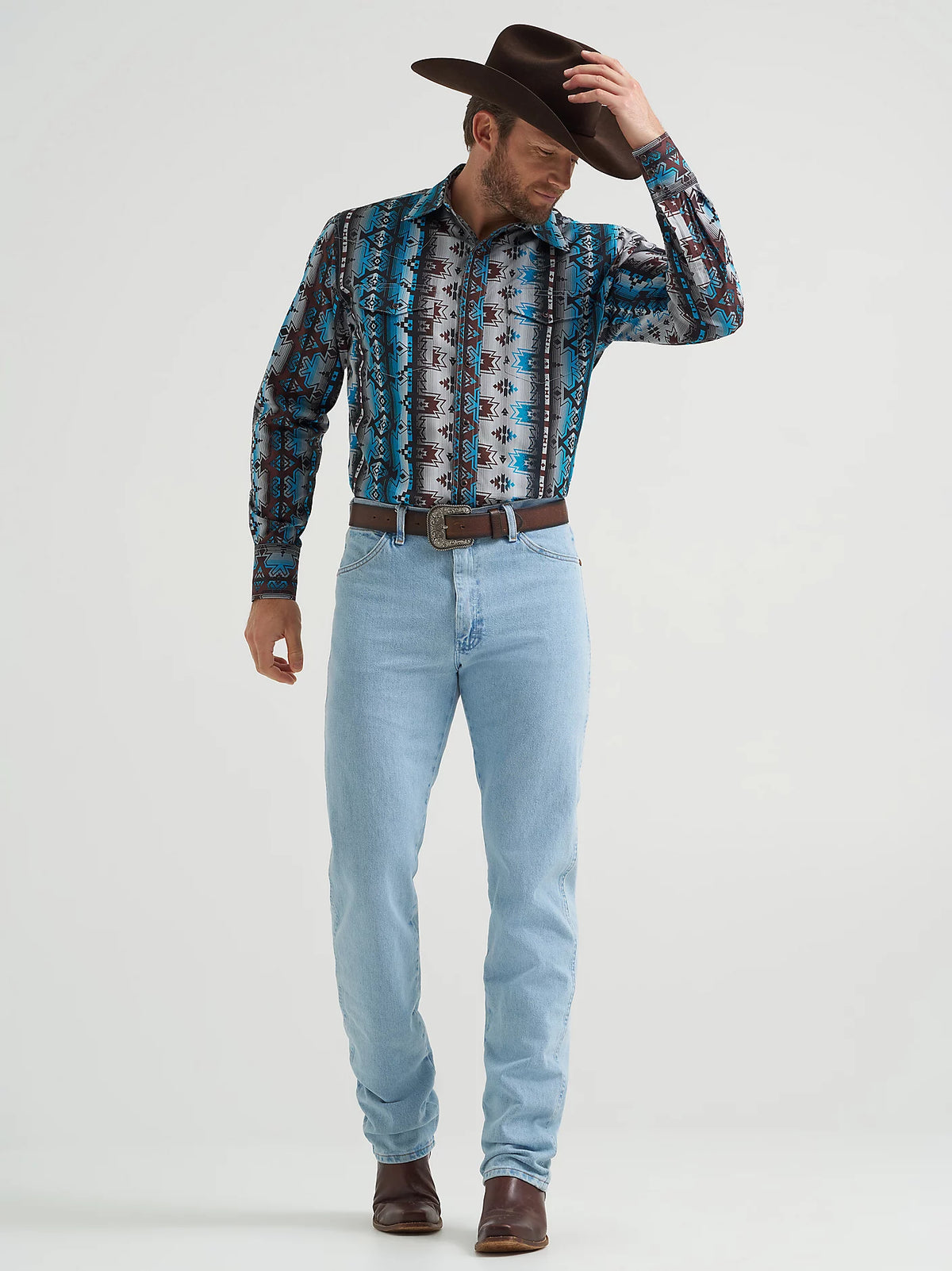 Wrangler Men's Checotah L/S Western Snap Shirt in Cloudy Burgundy Wrangler Men's Checotah L/S Western Snap Shirt in Cloudy Burgundy