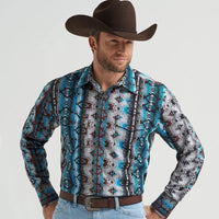 Wrangler Men's Checotah L/S Western Snap Shirt in Cloudy Burgundy