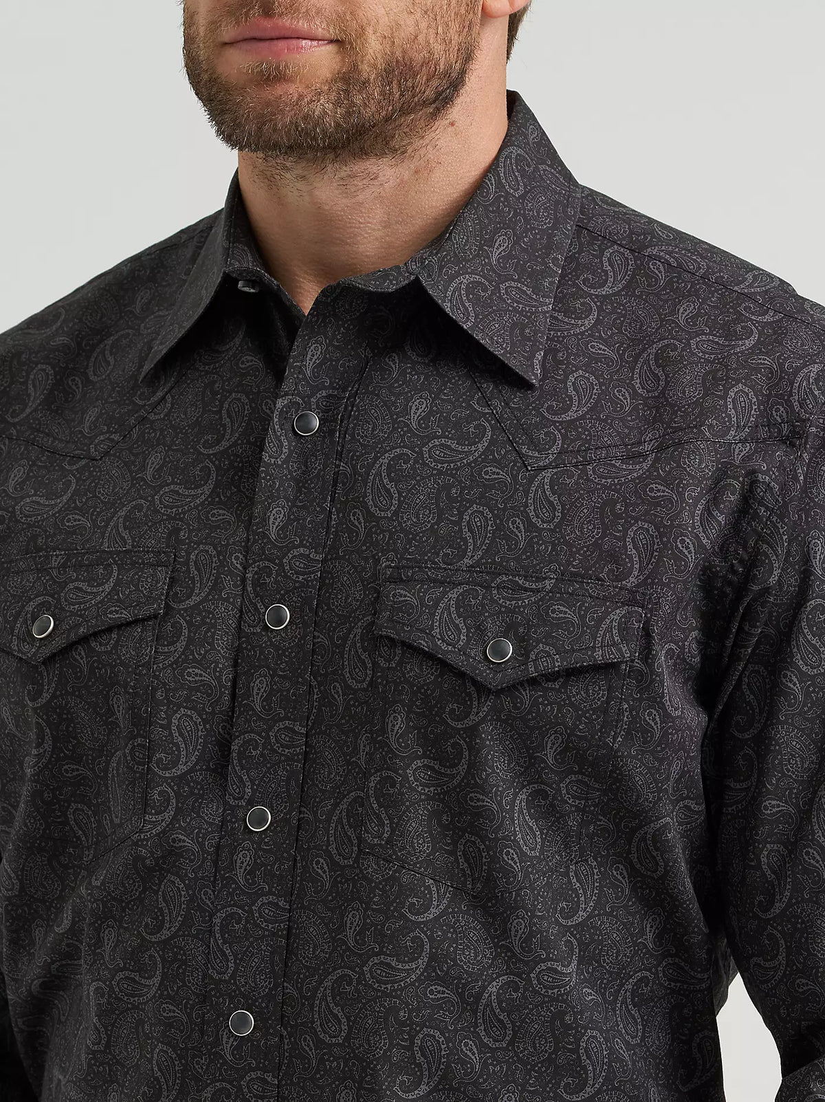Wrangler Men's 20X L/S Competition Advanced Comfort Western Snap Shirt in Black Paisley (Available in Tall Sizes!)