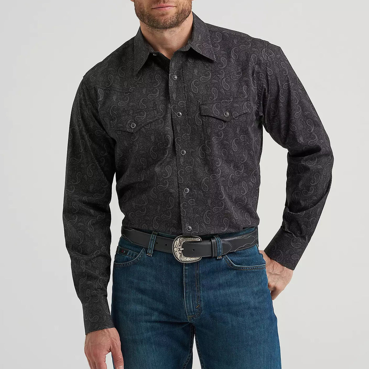 Wrangler Men's 20X L/S Competition Advanced Comfort Western Snap Shirt in Black Paisley (Available in Tall Sizes!)