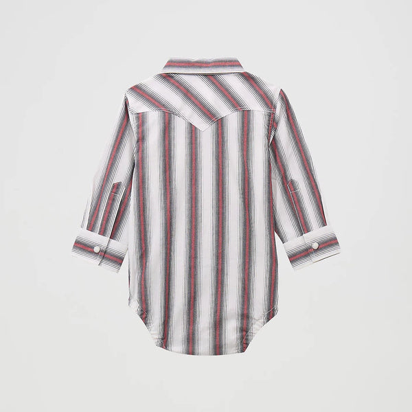 Wrangler Baby Boy's L/S  Western Snap Body Suit in Brushpopper Red Stripe