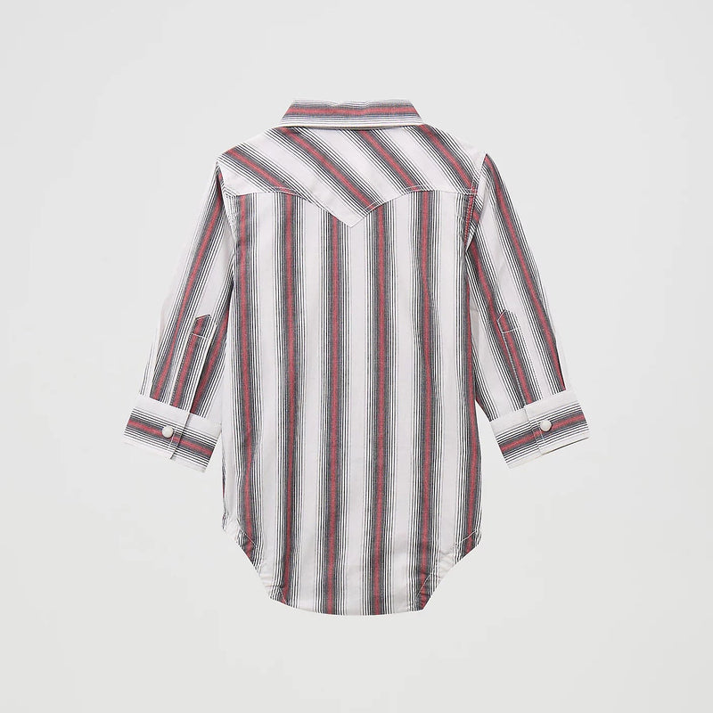 Wrangler Baby Boy's L/S  Western Snap Body Suit in Brushpopper Red Stripe