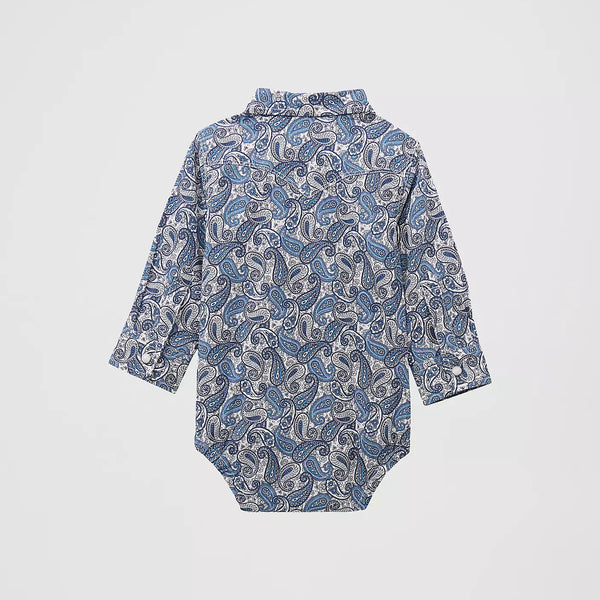 Wrangler Baby Boy's L/S Western Snap Shirt Body Suit in Wavy Paisley