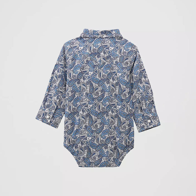 Wrangler Baby Boy's L/S Western Snap Shirt Body Suit in Wavy Paisley