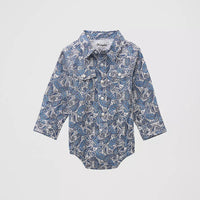 Wrangler Baby Boy's L/S Western Snap Shirt Body Suit in Wavy Paisley