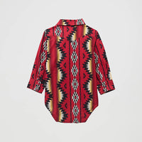 Wrangler Baby Boy's L/S Checotah Snap Shirt Body Suit in Firey Red