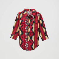 Wrangler Baby Boy's L/S Checotah Snap Shirt Body Suit in Firey Red