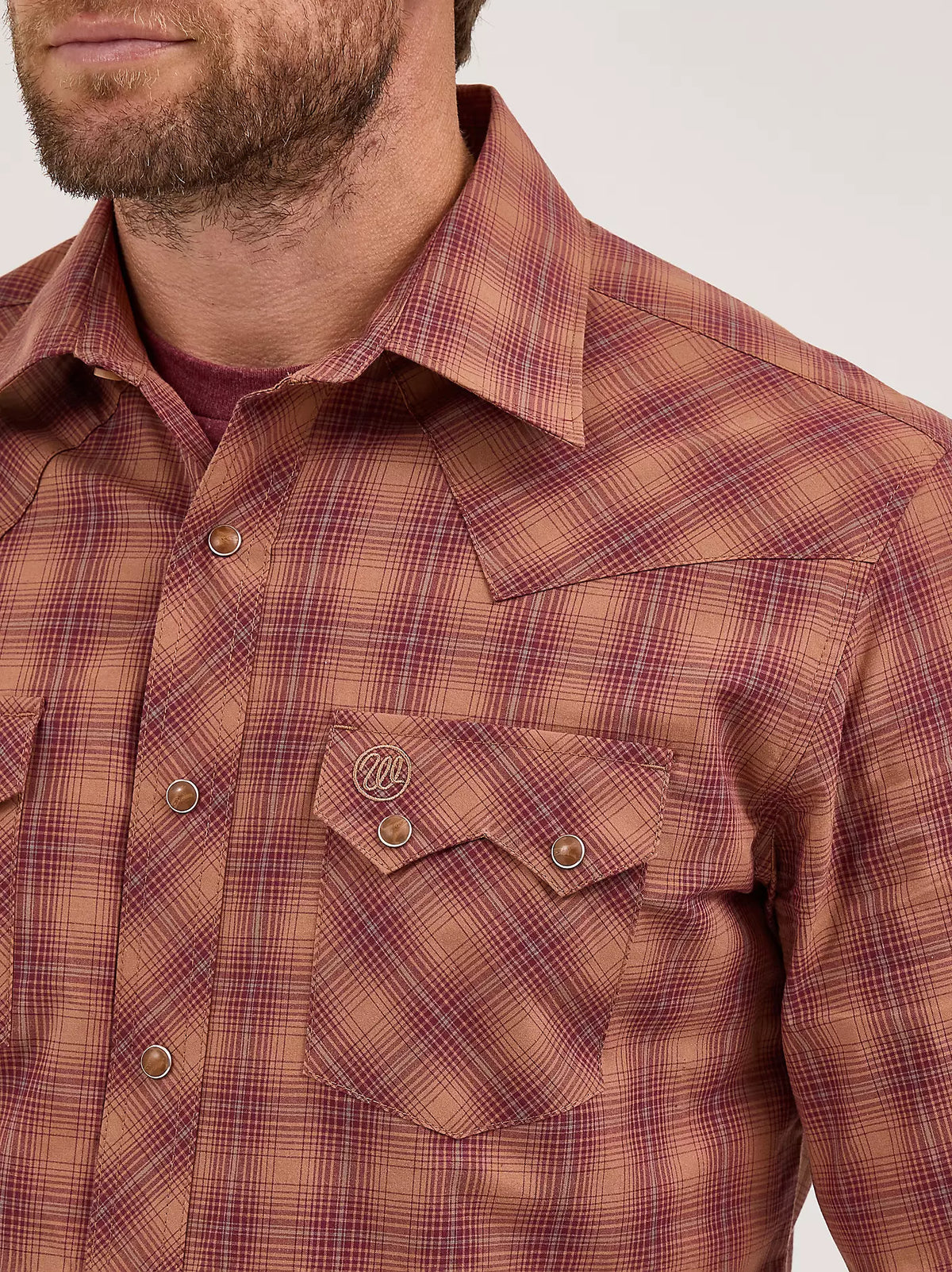 Wrangler Retro Men's L/S Sawtooth Pocket Plaid Western Snap Shirt in Harvest Plaid (Available in Tall Sizes)
