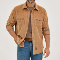 Wrangler Retro Premium Men's L/S Western Corduroy Snap Shirt in Sandy Brown