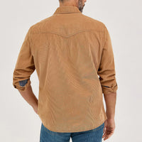 Wrangler Retro Premium Men's L/S Western Corduroy Snap Shirt in Sandy Brown