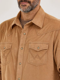 Wrangler Retro Premium Men's L/S Western Corduroy Snap Shirt in Sandy Brown