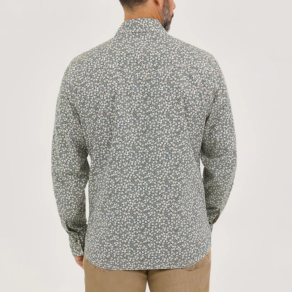 Wrangler Retro Premium Men's L/S Western Snap Shirt in Floral Green