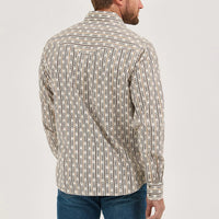 Wrangler Retro Premium Men's L/S Western Snap Shirt in Ecru Stripe