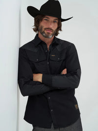 Wrangler x Filson Men's L/S Adventure Western Snap Shirt in Black