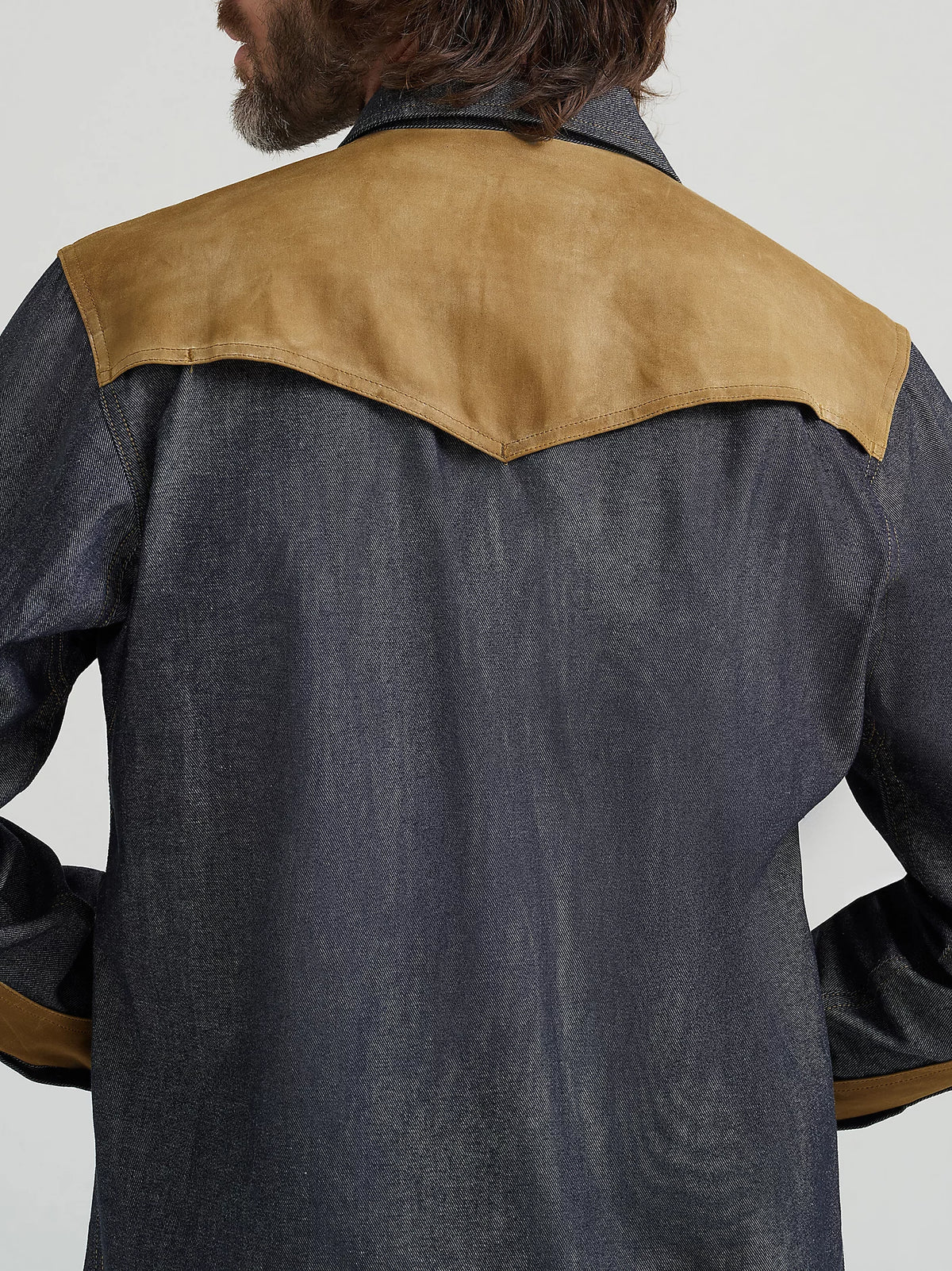 Wrangler x Filson Men's L/S Two-Tone Adventure Western Snap Shirt in Indigo and Tan