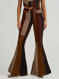Wrangler x Lainey Wilson Patchwork Corduroy Bell Jean in Brown