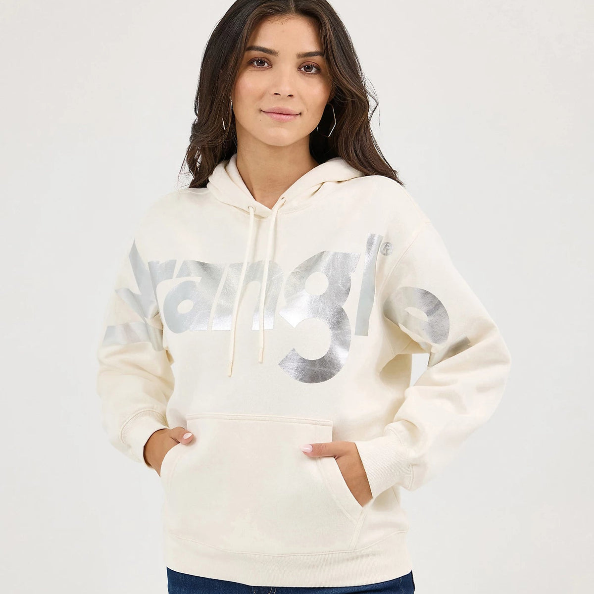 Wrangler Retro Women's Bold Logo Hoodie in Icy White