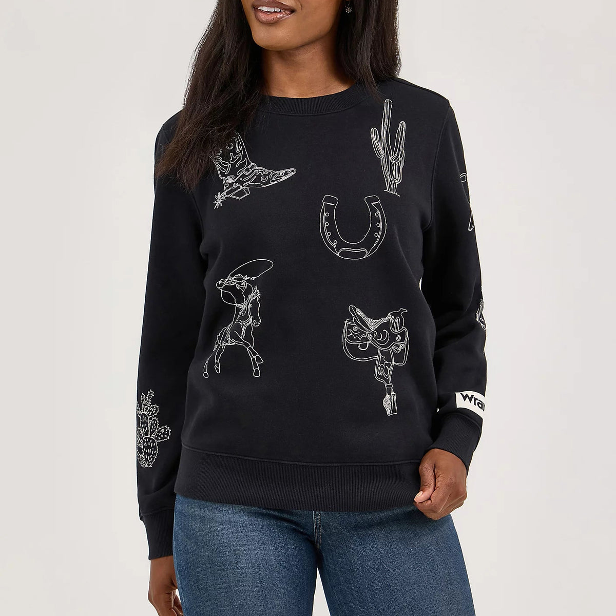 Wrangler Retro Women's Western Icons Pullover Sweatshirt in Black