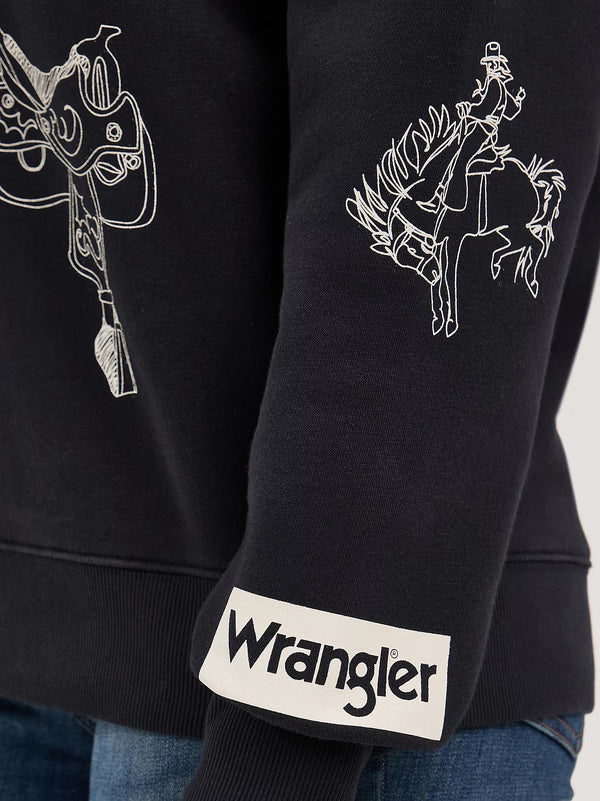 Wrangler Retro Women's Western Icons Pullover Sweatshirt in Black