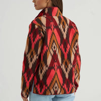 Wrangler Retro Women's Quarter Zip Sherpa Pullover in Burgundy Flame