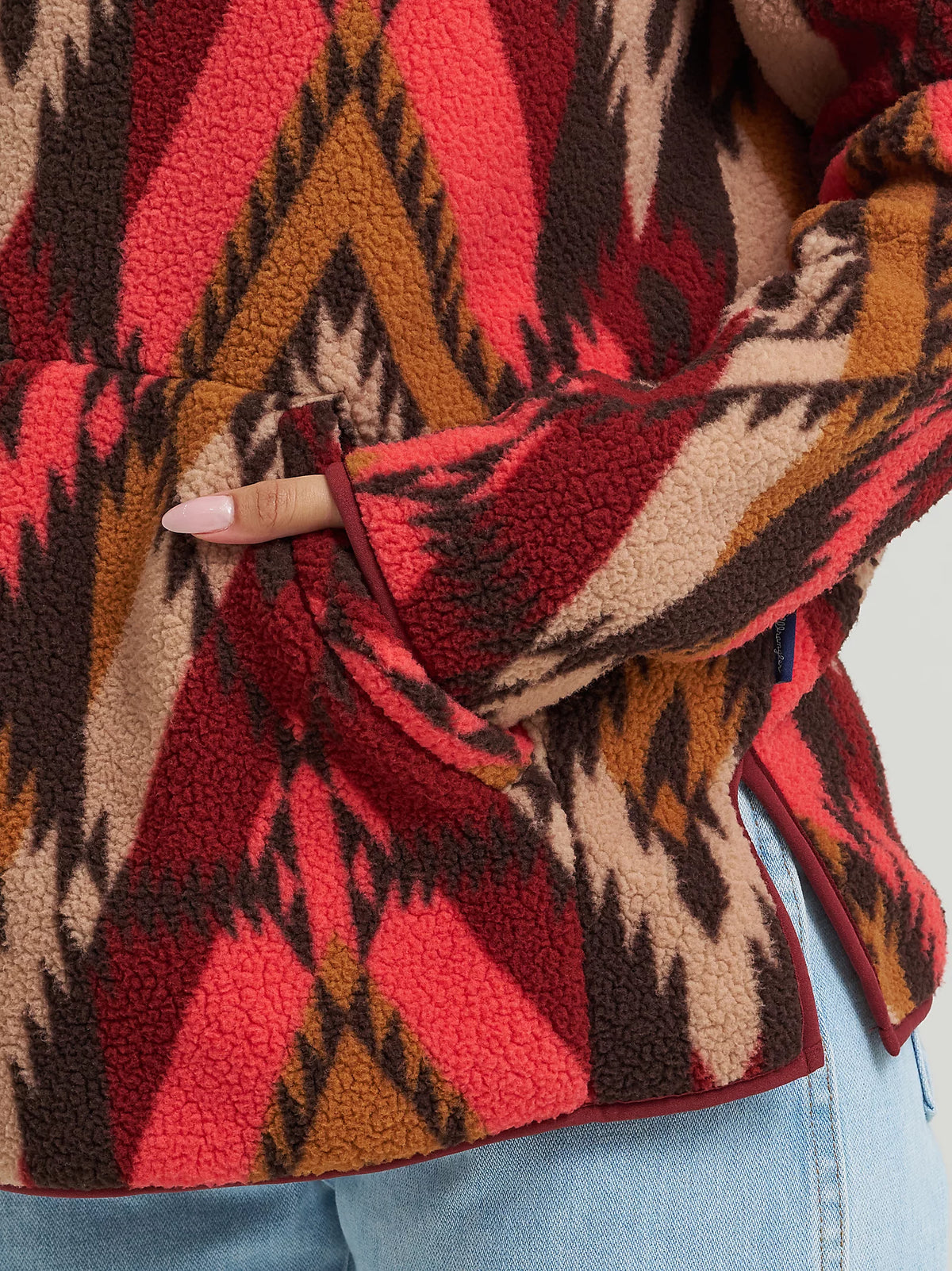 Wrangler Retro Women's Quarter Zip Sherpa Pullover in Burgundy Flame