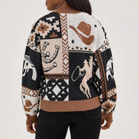 Wrangler Retro Women's Western Cropped Cardigan Sweater in Brown