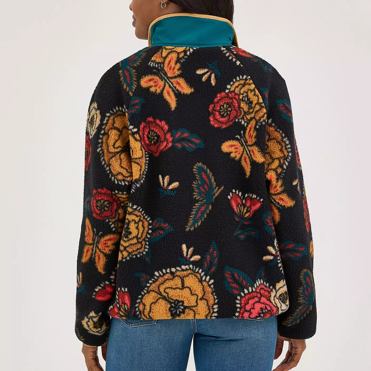 Wrangler Retro Women's Half Snap Sherpa Pullover in Butterfly Black