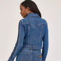 Wrangler Women's Braided Denim Jacket in Blue