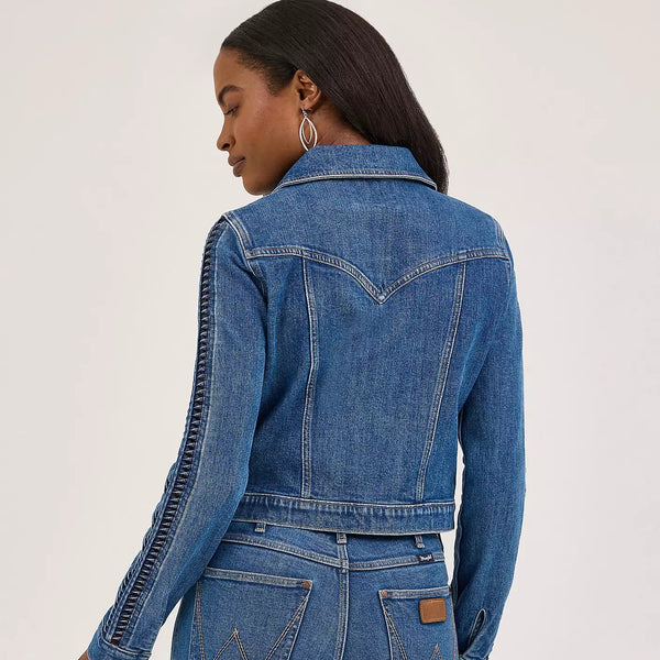 Wrangler Women's Braided Denim Jacket in Blue