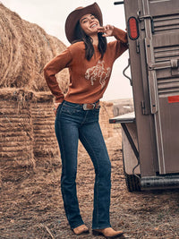 Wrangler Retro Women's Bailey High Rise Embellished Bootcut Jean in Wrenley