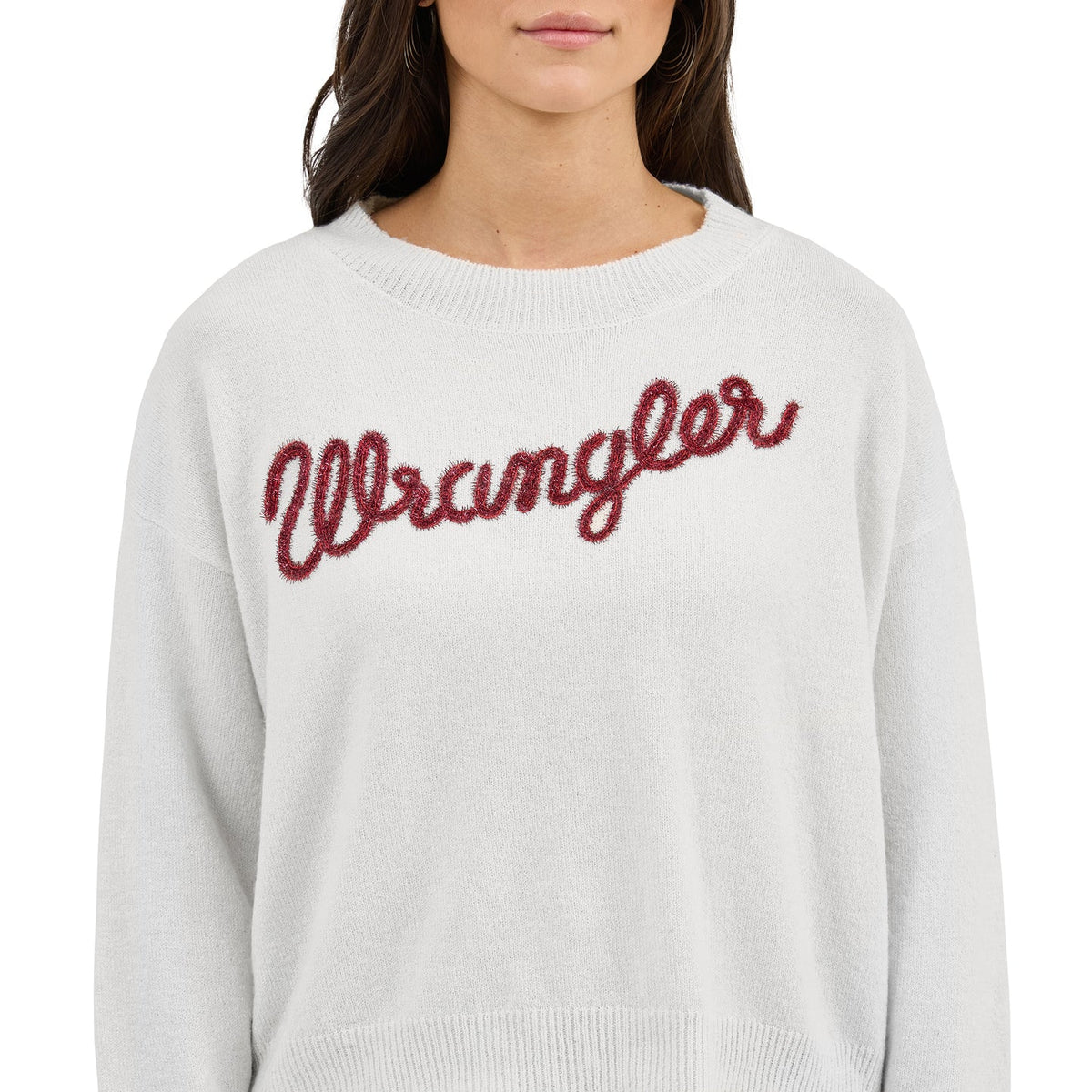 Wrangler Retro Women's Vintage Logo Crew Sweater in White