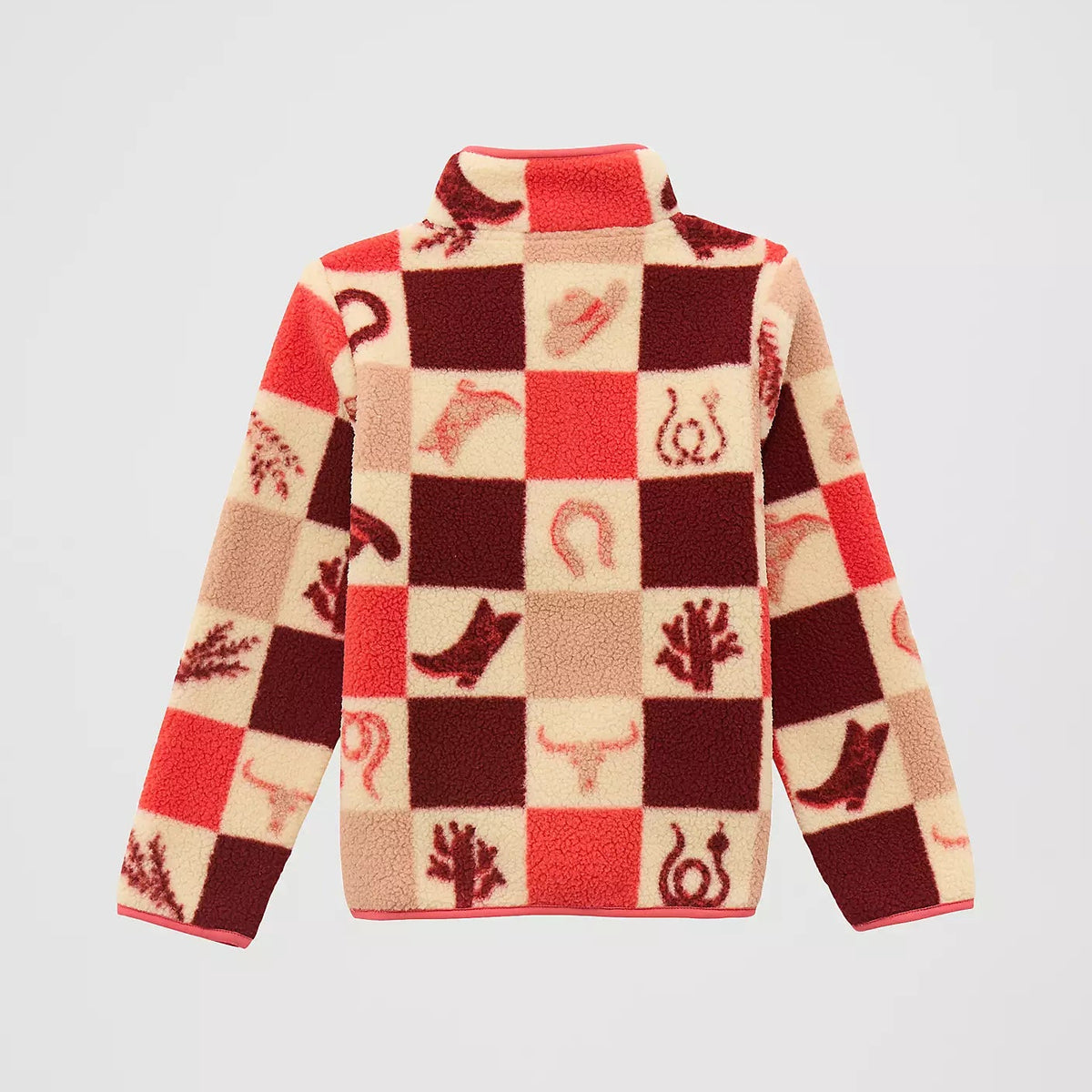 Wrangler Girl's Half Snap Sherpa Pullover in Pink