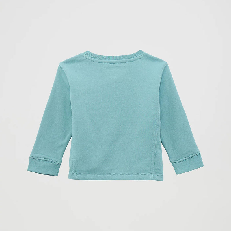 Wrangler Baby and Toddler Girl's L/S Western Crewneck Sweatshirt in Blue Steer