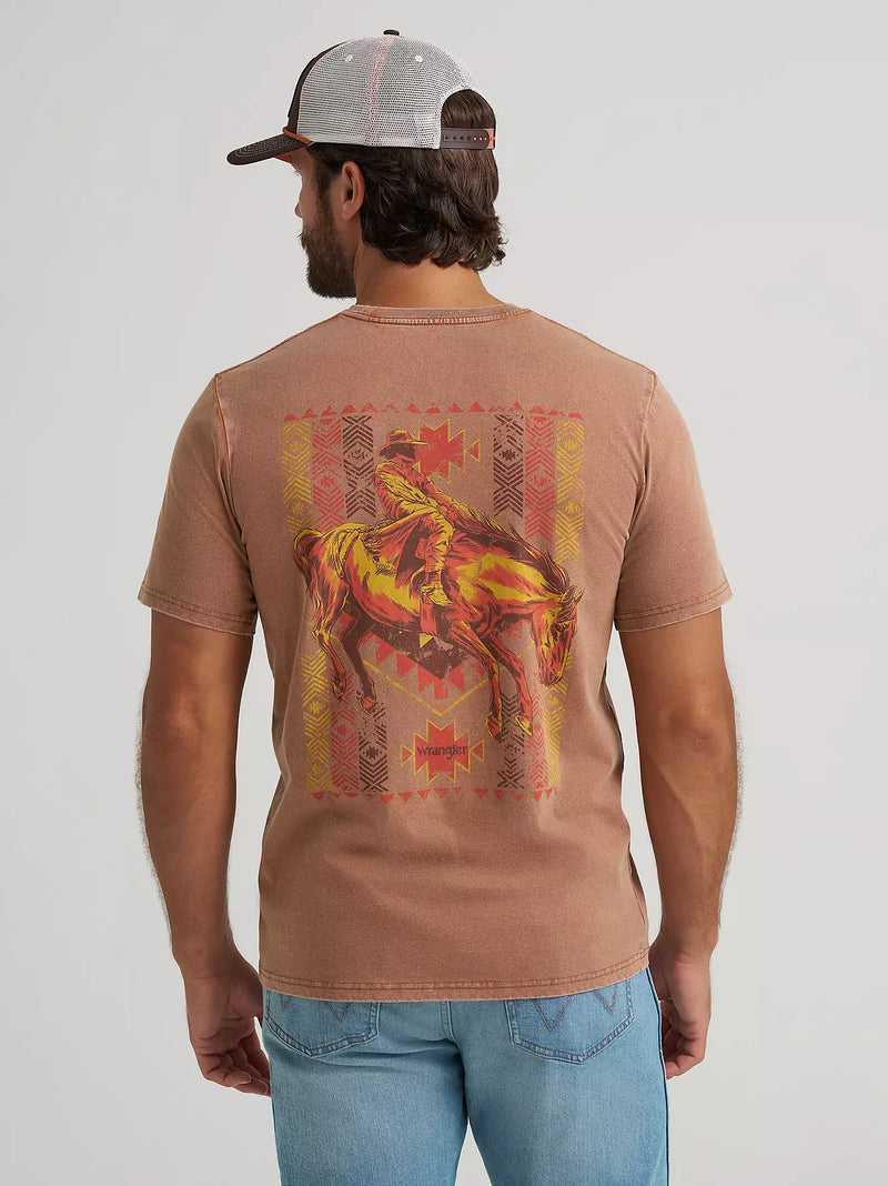Wrangler Men's Southwestern Bronco Back Graphic T-Shirt in Rawhide