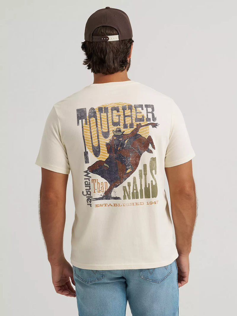 Wrangler Men's Tougher Than Nails S/S Back Graphic T-Shirt in Antique White