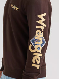 Wrangler Men's L/S Skull Steer Graphic Crew Sweatshirt in Mole Brown