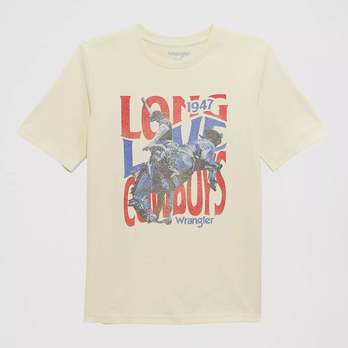 Wrangler Boy's S/S Logo Front Graphic T-Shirt in White Buck