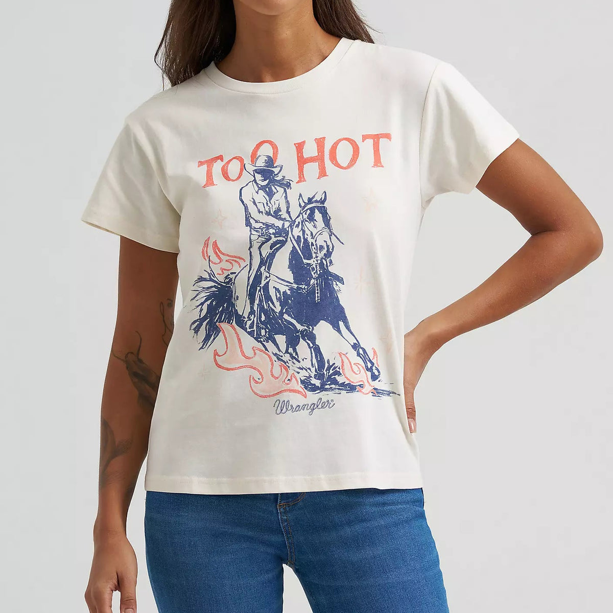 Wrangler Retro Women's S/S Too Hot Graphic Tee in Egret