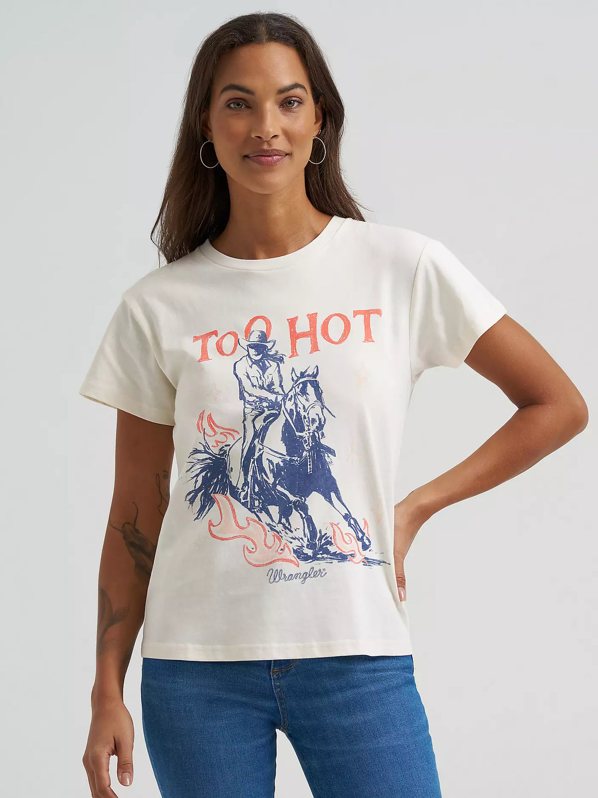 Wrangler Retro Women's S/S Too Hot Graphic Tee in Egret