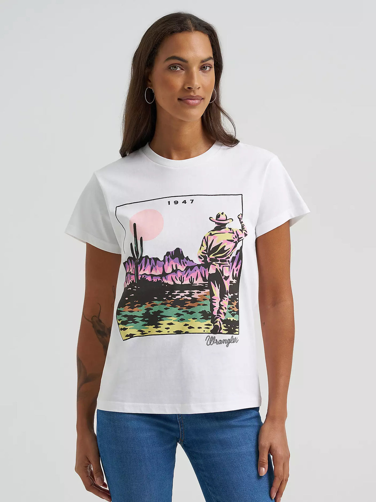 Wrangler Retro Women's S/S Desert Vista Graphic Tee in Bright White